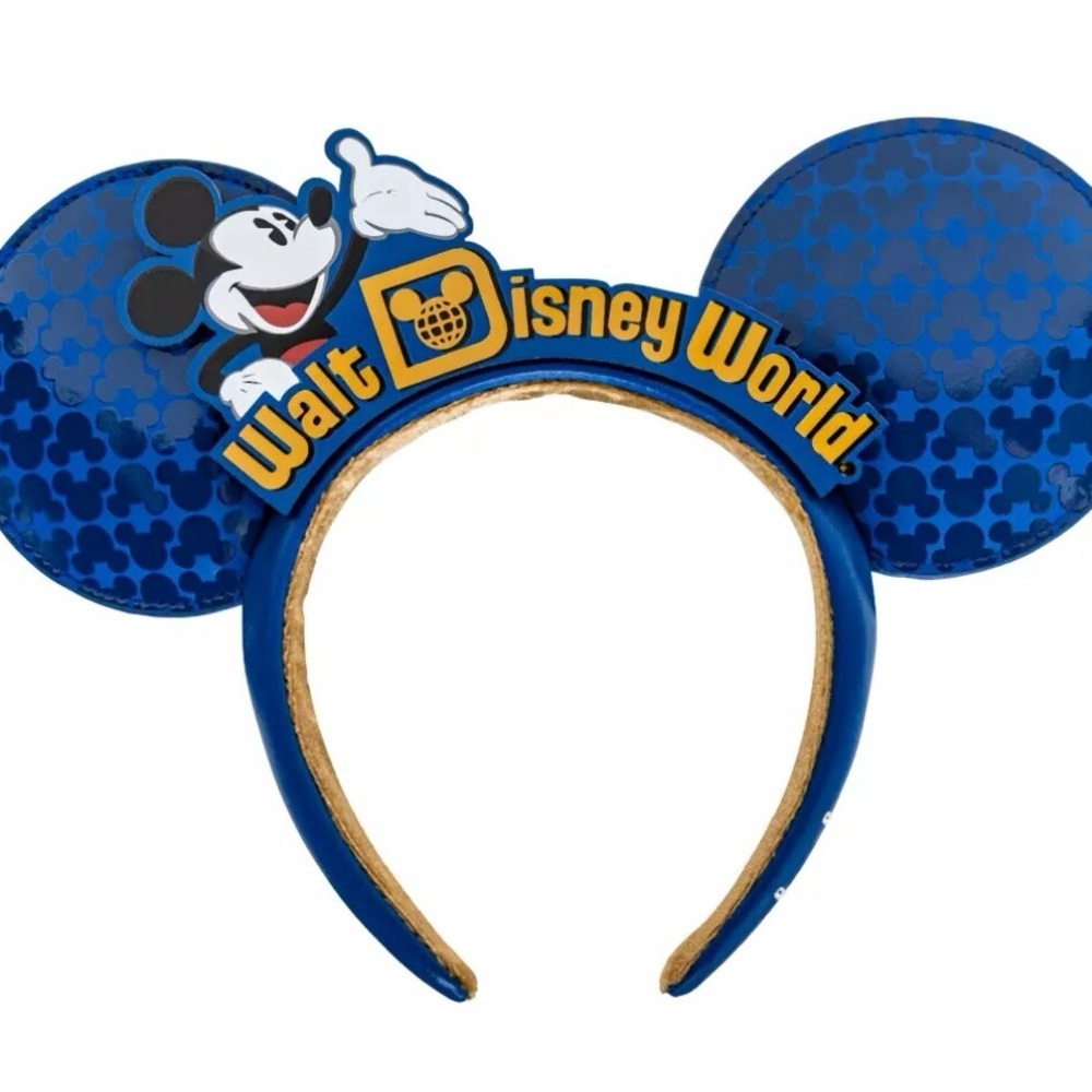 Disney Blue Mickey Mouse Headband with Gold Accents